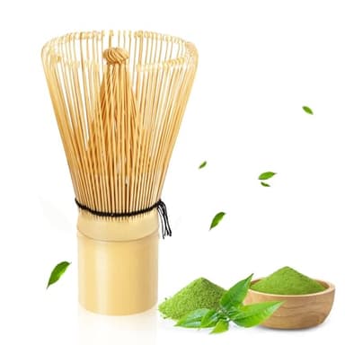 VMUTGA Batidor de Bambú Natural Chasen Tradicional, MA-01 Accesorio de Ceremonia de Matcha Japonés de 100 Varillas té Matcha