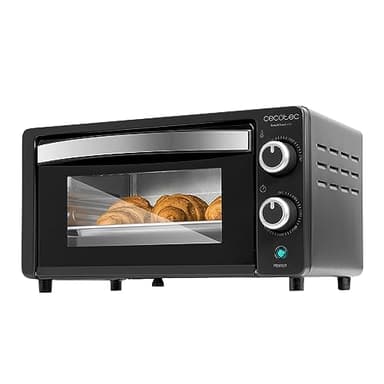 Cecotec Horno de sobremesa Bake&Toast 1090 Black, 10 L, 1000 W, Temporizador 60min, Temperatura regulable hasta 230ºC, bandeja para hornear, parrilla y una asa con pinzas