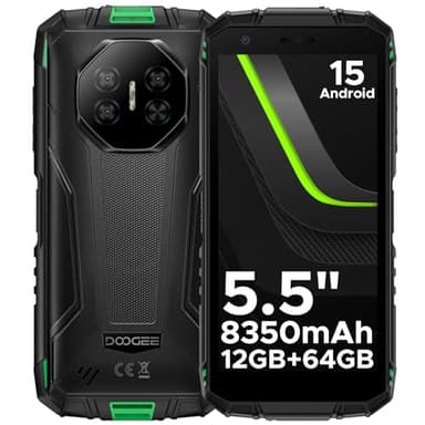 DOOGEE Fire 3 Teléfono Movil irrompible Android 15, 5.5" IPS HD+, 8350mAh,12GB +64 GB/2TB TF movil Resistente,13MP+8MP,Octa Core,NFC/Face ID/GPS/OTG/3,5mm/Widevine L1/IP68&IP69/4G Dual SIM Smartphone