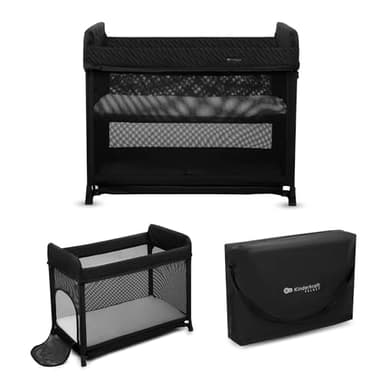 Kinderkraft Moon Dream, Cuna de Viaje Desde el Nacimiento hasta los 3 años, Cuna de Dos Niveles, se pliega fácilmente con una Sola Mano, Incluye colchón y Bolsa de Transporte, fácil de Limpiar, Negro