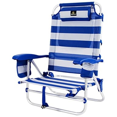 CREVICOSTA QUALITY MARK MARCAS DE CALIDAD - Coral 2108 - Silla de Playa Plegable con reposabrazos, 9 Posiciones y Nevera Trasera (Marinera)