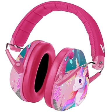 Auriculares con cancelación de ruido prémium Vanderfields - Protección auditiva con reducción de sonido de amplio espectro de 33,2 dB a 2000 Hz ​- Kopfhörer Kinder 3–12 ​– Einhorn-Fantasie