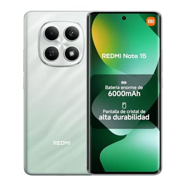 XIAOMI REDMI Note 15 - Smartphone de 8+256GB, Pantalla AMOLED FHD+ de 6,77", MediaTek Helio G100-Ultra, cámara de 108MP, batería de 6000 mAh, Cargador no Incluido, Verde (Versión ES)