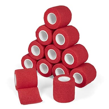 Sagafly 12 Rollos Venda Cohesiva Venda Cinta Bendaje Adhesiva 5cm x 4,5m Vendaje Autoadhesivo Deportiva Tape Cohesivo Vendas para Primeros Auxilios Deportes (Rojo)
