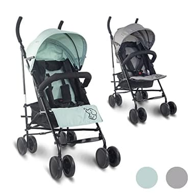Mobiclinic®, Carrito bebe, Elefant, Marca española, Plegable, Respaldo reclinable, Doble sistema de seguridad, Ruedas extraíbles, Arnés ajustable 5 puntos, Silla paseo ligera, Verde y negra