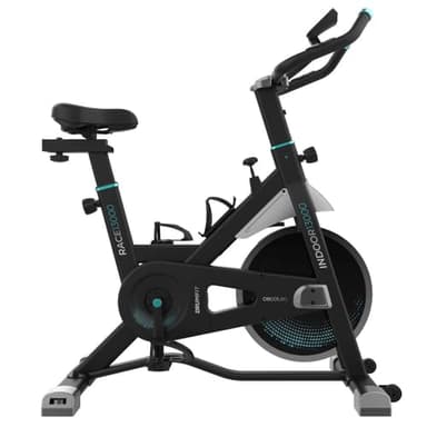 Cecotec Bicicleta Estática Indoor con Volante de Inercia de 13 Kg DrumFit Indoor 13000 Race. Pulsómetro, Pantalla LCD, Soporte Dispositivos, Ruedas, Resistencia por Fricción, Sillín Ajustable