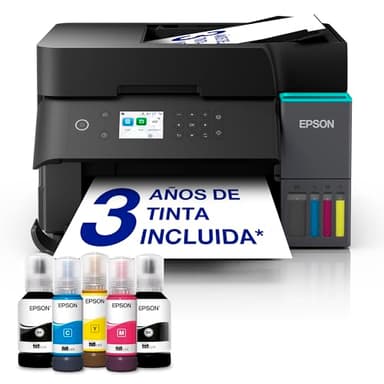Epson EcoTank ET-3950 Impresora de Depósito de Tinta | Teletrabajo | Wi-Fi | A4 | Imprime a Doble Cara | Imprimir, Copiar, Escanear | Pantalla LCD 6,1cm | ADF 30 Hojas | Tinta Incluida para 3 Años