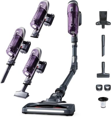 Rowenta XForce Flex 8.60 Allergy Care RH9638 - Aspiradora escoba sin cable con gran potencia, batería extraíble de 22 V hasta 35 minutos de autonomía, tubo flexible y sistema led en el cabezal