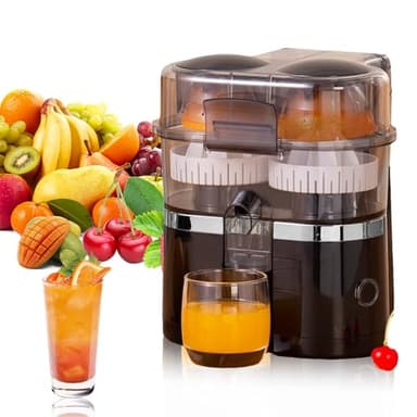 Exprimidor extractor de jugo de 200 W, doble cabeza y cortador, prensa cítrica eléctrica, 20 segundos para un jugo deslicioso, automático, rápido, fácil de limpiar, para casa, cocina