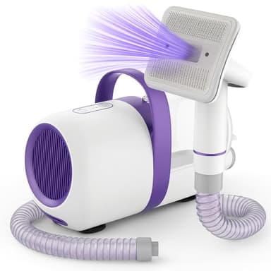 Aspirador para perros con cepillo – Dispositivo de aseo y eliminación de pelo 2 en 1, silencioso y potente – Aspirador de pelo de mascotas para casa, sofá y coche con accesorios incluidos