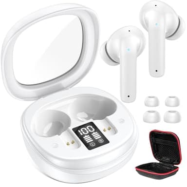 Auriculares Inalambricos para iPhone 17 16 Samsung A17 A16 A56 A36 Pixel 9a,Bluetooth 5.3 con HD Micrófono HiFi Estéreo Pantalla LED, Reducción de Ruido,50H Cascos Inalambricos para Redmi Note 14 14C