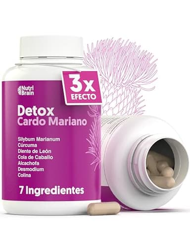 Cardo Mariano 3X ACCIÓN con Cúrcuma, Diente de León, Alcachofa, Cola de Caballo, Colina & Desmodium | Depurativo DETOX para apoyo Hepático, Diurético y Digestivo | 155 Cáps.