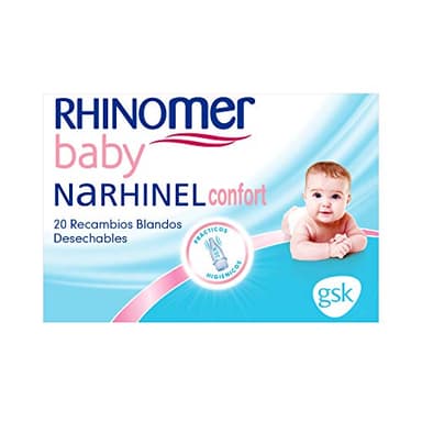 Rhinomer Baby Recambios Blandos Desechables de Aspirador Nasal, Para un Mejor Ajuste a la Nariz del Bebé, Con Filtro Absorbente, 20 Unidades