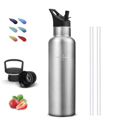 Botella Agua Acero Inoxidable, 750ml Botella Termica, sin BPA, Cantimplora con Pajita, A Prueba de Fugas, Garrafa Termica, Doble Aislamiento, Termo de Agua, para la Oficina, Viajar, Yoga, Escuela