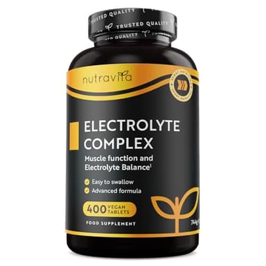 Electrolitos Complejo 900mg, 400 Comprimidos para 13 Meses mit Calcio Magnesio Potasio Calcio Cloruro y Sodio - Electrolitos sin Azucar y Electrolitos Hidratacion - Electrolytes de Nutravita