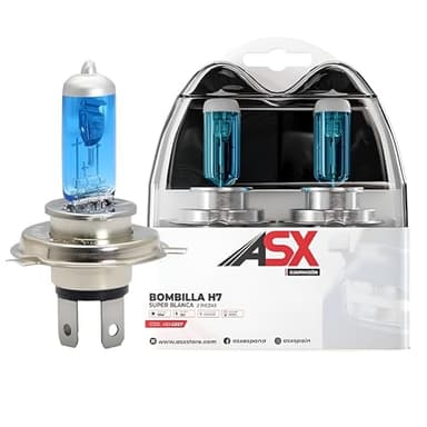 ASX ILUMINACION Bombillas Halógenas H7 12V 55W Efecto Xenón, Faro Delantero, Luz Blanca 6000K, Bombilla H7 Para Coche, 2 Unidades (H7)