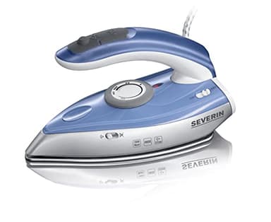 SEVERIN Plancha de Viaje, planchado a vapor y en seco, chorro de vapor vertical, Bitensión 115/230 V, 1000 W, 50 ml, Dimensiones 20 x 9,2 x 11 cm, Azul/Plateado BA 3234