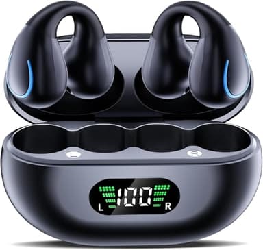 Paekole Auriculares Inalámbricos Deportivos, 2025 Auriculare Deportivos Conduccion Ósea Bluetooth 5.4, Open-Ear Inalambricos con 50H de Reproducción, Cascos Bluetooth con Ruido Pantalla LED