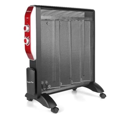 Orbegozo RMN 2050, Radiador eléctrico bajo consumo, Mica System, 2 potencias, rápida convección y difusión del calor, termostato regulable, sin fluido, 2000 W, color rojo