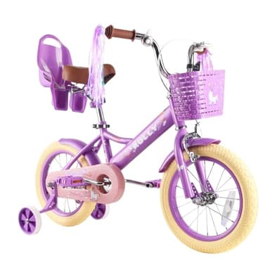 RULLY - Bicicleta Infantil de 16 Pulgadas para niñas de 4 a 6 años, con Ruedas estabilizadoras, Freno Delantero, Cesta, Cintas Decorativas