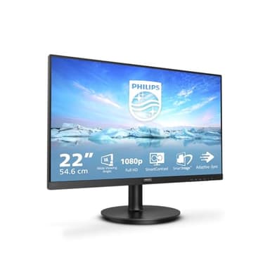 Philips Monitors 221V8/00-22", FHD, 75Hz, VA, Flicker Free, VESA (1920x1080, 200 CD/m², D-Sub, HDMI), Negro