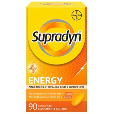 Supradyn - Multivitaminas, Energy, 90 comprimidos, 3 Meses de Suministro, Complejo Vitaminico completo, Vitamina B12, B6, Coenzima q10, Sin Gluten y Sin Lactosa, Unisex