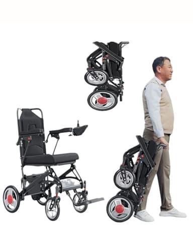 Silla De Ruedas De Viaje,Silla De Ruedas Electrica Plegable Ligera,Silla De Ruedas Eléctrica Para Adultos,Con Joystick De Fácil Manejo,Seguras Y Fáciles De Conducir Para 6a