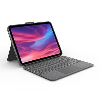 Logitech Combo Touch, Funda con Teclado extraíble para iPad (10.a generación) y A16 Gran trackpad de precisión, Teclado retroiluminado de tamaño Normal y tecnología Smart Connector,QWERTY ESP - Gris