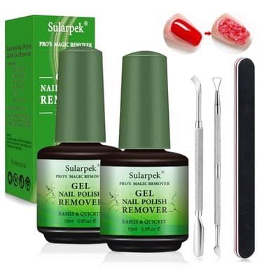Sularpek Magic Remover Set, 2 Pcs Removedor Esmalte Permanente, Quita Esmalte Semipermanentes Para Uñas, con Lima de Uñas y Rascador de Esmalt, Elimina Fácil y Rápidamente el Esmalte