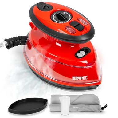 Duronic SI3 RD Plancha de Viaje Mini con función Vapor | Potencia 400 W y 110V-230V | Ligera y Compacta | Estuche de Transporte y Accesorios Incluidos | Planche su Ropa en Todas Partes | Color Rojo