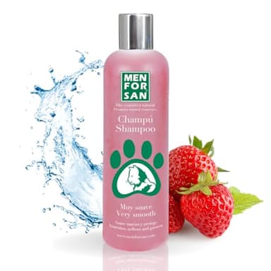 MENFORSAN Champú muy suave para gatos | Nutre, Suaviza y Protege el pelaje | Proporciona Brillo | Facilita el Cepillado | Incorpora Colágeno Natural | Olor a Fresa | 300 ml