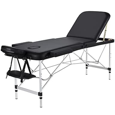 Yaheetech Camilla Masaje Plegable de 3 Zonas 213x82x(67.5-89) cm Portátil Cama Masaje Estetica con Bolsa de Transporte Altura Ajustable Apoyacabezas Desmontables para Tatuaje