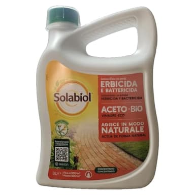 Vinagre concentrado 3 litros - Solabiol. Sustancia basica con actividad herbicida y bactericida. Elimina maleza. Para huerta y jardin.