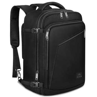 MATEIN Mochila Viaje Cabina Avion 40x20x25, Mochila Cabina 40x20x25 para Ryanair Travel Backpack Expandible para Hombres y Mujeres, Equipaje de Mano Puede Usarse para Negocio, Trabajo, Escuela, Negro