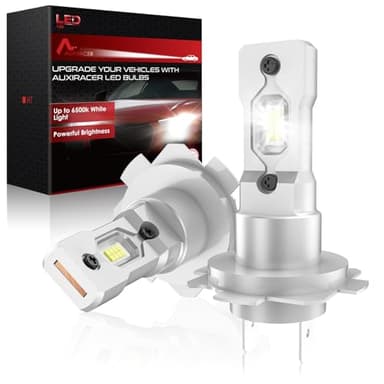AUXIRACER H7 LED Bombilla, 100W 30000LM 6500K Blanco Frío, Led H7 1:1 Tamaño de Halógena Plug and Play, Sin Adaptador Necesario, Pack de 2