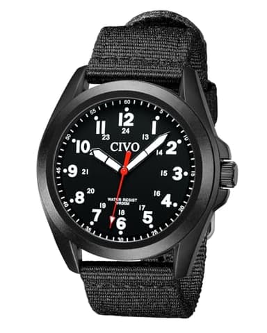 CIVO Reloj Hombre de Pulsera Militares: Nylon Negro Analógico Clasico - Relojes Deportivos para Hombre con Números
