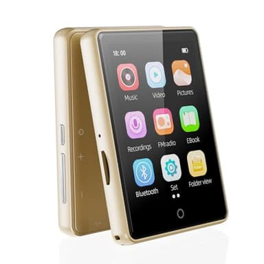 64 GB Reproductor MP3 Bluetooth 5.3 con Altavoz, Pantalla de 2,8 Pulgadas, Sonido HiFi, Reproductor MP4, Reproductor MP3 para niños, Radio FM, podómetro Deportivo,Reproductor de Musica(Oro)