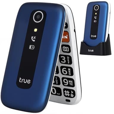 TRUE S70 Teléfono Móvil para Mayores con Tapa 2G, Pantalla de 2,8", Alarma de Caída y Botón SOS, Volumen Alto, Teclas Grandes, Cámara, Podómetro, Estación de Carga, Azul Estrellado