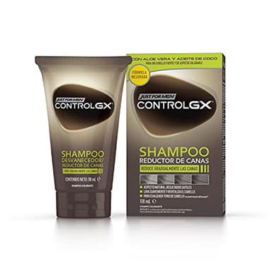 Just For Men Control GX Champú Reductor de Canas para Hombre, Reduce Las Canas Gradualmente en Cada Lavado, Con Aceite De Coco Y Aloe Vera, Para Todos Los Tonos, 118ml