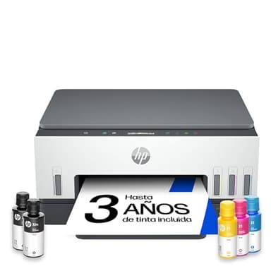 HP Smart Tank 6005, Impresora A4 Multifunción a Color, Inyección de Tinta, Wi-Fi de Doble Banda, Impresión automática a Doble Cara, Escáner, Copiadora, Smart App, Tinta incluida hasta 3 años