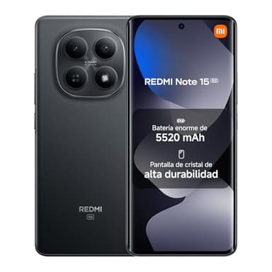 XIAOMI REDMI Note 15 5G - Smartphone de 8+256GB, Pantalla AMOLED FHD+ de 6,77", Snapdragon 6 Gen 3, cámara de 108 MP, batería de 5520 mAh, Cargador no Incluido, Negro (Versión ES)