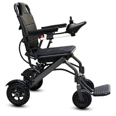 Silla de ruedas eléctrica plegable y ligera de fibra de carbono, pesa solo 13 kg, tamaño de viaje, aprobada por aerolíneas, sistema de frenado doble, sillas de ruedas motorizadas portátiles para
