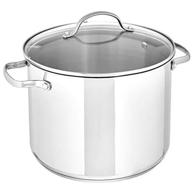 Amazon Basics Olla de acero inoxidable de 7.6 litros, con tapa, Plateado