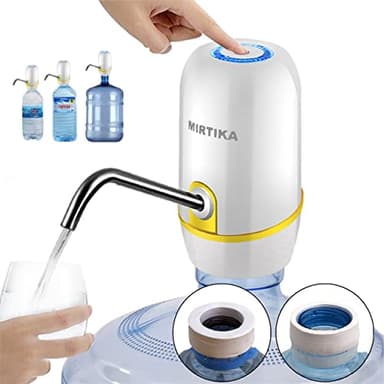 MIRTIKA Dispensador de Agua para garrafas con Adaptador para Botellas de Agua comerciales. Grifos para Botellas de Agua Mineral. Dispensadores de Agua para bidones, Bomba eléctrica Agua (Blanco)