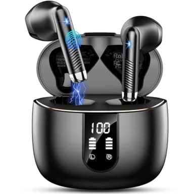Auriculares Inalámbricos Bluetooth, Auriculares Bluetooth 5.4 HiFi Estéreo, 56H Cascos Inalambricos Bluetooth con ENC Reducción de Ruido, Pantalla LED, USB-C, Control Táctil,IP7 Impermeable Audifonos
