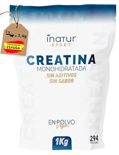 Creatina Monohidratada en polvo 1kg / 294 dosis - 100% Creatina Monohidrato Micronizada - Pura - Sin aditivos - Sin Sabor - Vegana - SIN GLUTEN - Incluye dosificador - Alta solubilidad