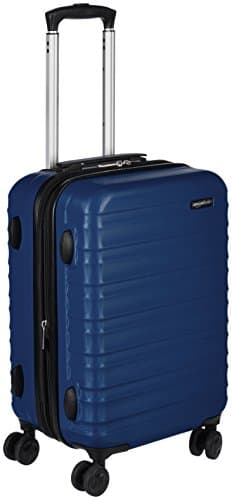Amazon Basics Maleta de Cabina Rígida Expandible, Equipaje de Mano en ABS, con 4 Ruedas Giratorias, 55 cm, Azul Marino