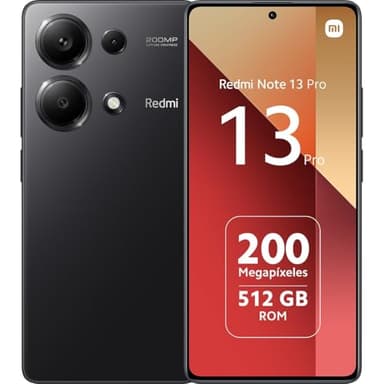 XIAOMI Redmi Note 13 Pro 4G - Smartphone de 12+512 GB, Pantalla de 6,67" AMOLED FHD+ 120Hz, Mediatek Helio G99 Ultra, Triple cámara de hasta 200MP, Hypercharge 67W, Negro (Versión ES)