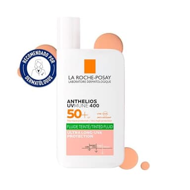 La Roche Posay Fluido Invisible con Color, Protector Solar con SPF50+, Efecto Matificante 24 Horas, Resistente al Agua, Sudor y Arena, Fórmula con Mexoryl 400, Anthelios UV-MUNE 400 Oil Control, 50 ml