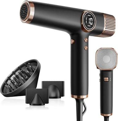 Faszin Secado Pelo Profesional, Secador Rápido Ligero,Motor 110,000 RPM, Secador Pelo Iónico de 200 Millones para Mujeres y Hombres, Secador Pelo Silencioso (Negro Azabache)